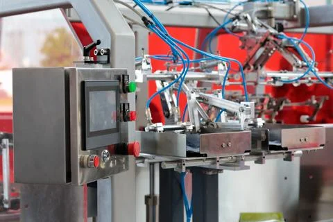 Control panel of automated packaging equipment Stock Photos