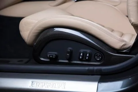 Control panel on automatic car seat of a Ferrari Stock Photos