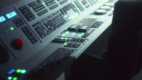 Control panel with buttons and gauges during a space mission Stock Footage 344968461