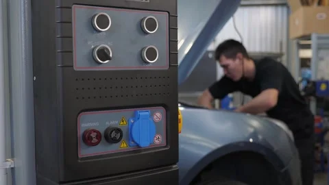 The control panel with the buttons of the elevator for cars at a service station Stock Footage 256222504
