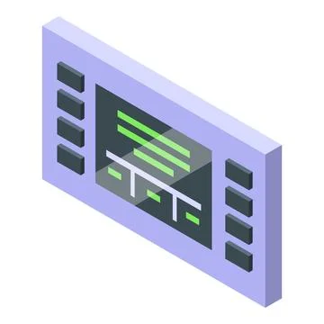 Control panel with buttons showing data is monitoring system Illustrazione stock