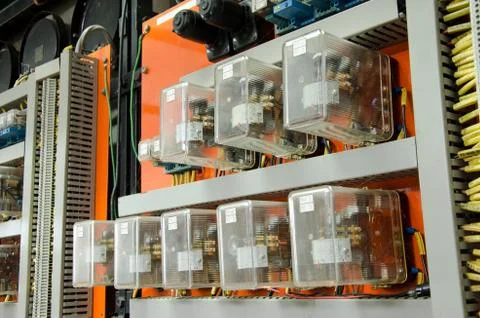 Control panel with cables Stock Photos