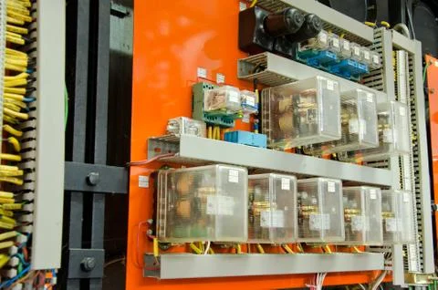 Control panel with cables Stock Photos