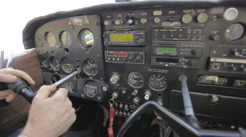 Control Panel of a Cessna Stock Footage 2554057
