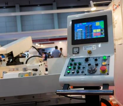 Control panel of CNC Grinding machine Stock Photos
