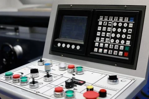 Control panel of CNC grinding machine Stock Photos