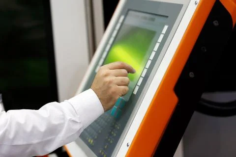 Control panel of CNC laser cutting machine Stock Photos