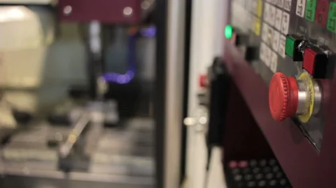 Control Panel CNC.  Machine milling  steel part on background 스톡 동영상 60235373