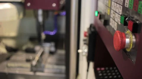 Control Panel CNC.  Machine milling  steel part on background 스톡 동영상 60235401