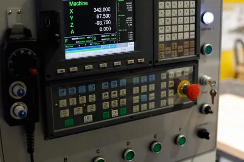 Control panel of the CNC machine Foto stock