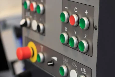 Control panel of CNC machining center Stock Photos