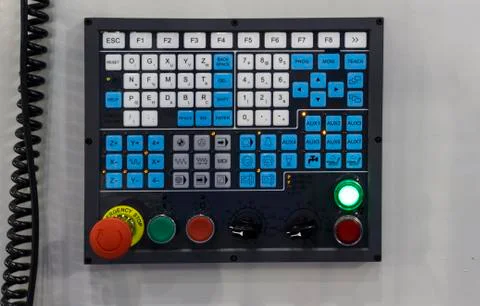 Control panel of cnc machining center Stock Photos