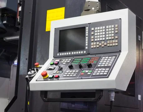 Control panel of cnc machining center Stock Photos