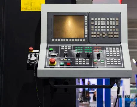 Control panel of cnc machining center Stock Photos