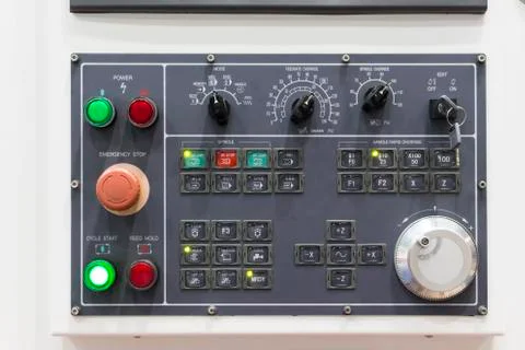 Control panel of cnc machining center Stock Photos