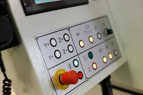 Control panel of CNC metalworking machine Stock Photos