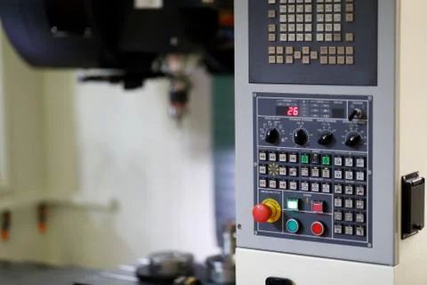 Control panel of CNC milling machining center Stock Photos