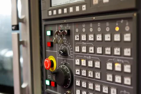Control panel of CNC turning machine Stock Photos