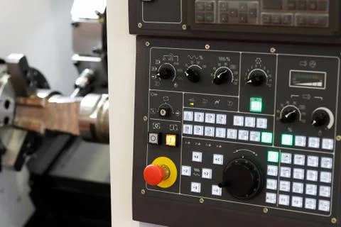 Control panel of CNC turret milling machine Stock Photos