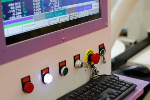 Control panel of a computer controlled machine Stock Photos