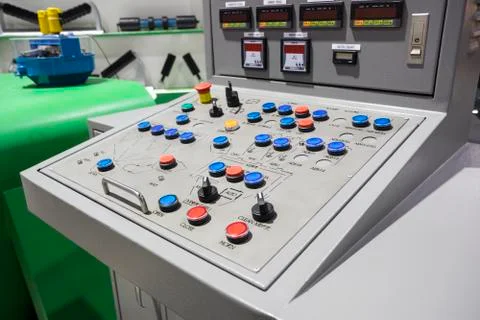 Control panel for concrete mixing plant Stock Photos