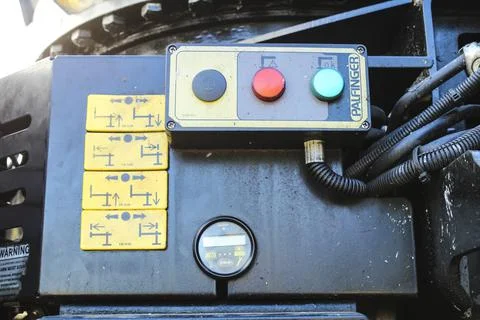 Control panel of a crane truck Stock Photos