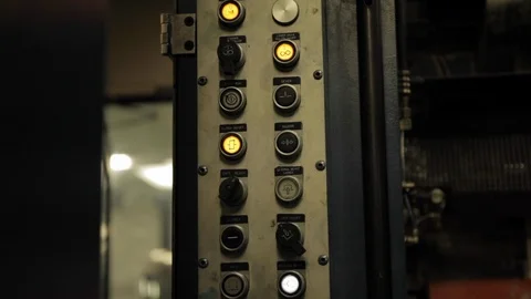 Control Panel in Dark Factory Stock Footage 113016764