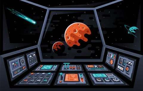 Control panel dashboard in the interior of the spaceship Stock-Illustration