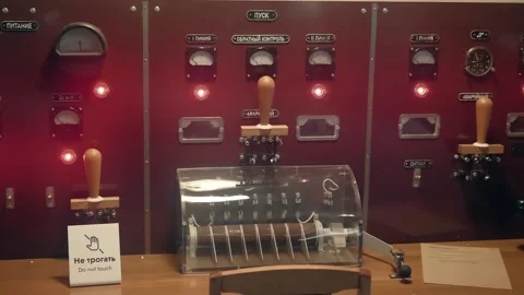 The control panel for detonating an atomic bomb at a test Stock Footage 323908401