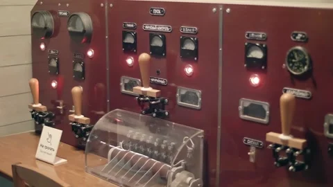 The control panel for detonating an atomic bomb at a test Stock Footage 323935686