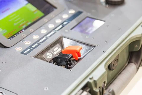 Control panel with disarm toggle switch, sophisticated design, rugged mater.. Stock Photos