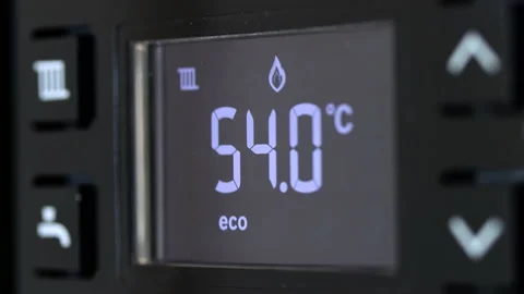 Control panel with display of the working gas boiler Stock Footage 140023182