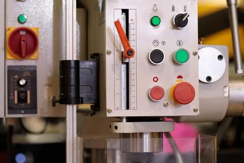 Control panel of drilling and tapping machine Stock Photos