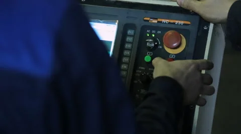 Control panel of drilling machine, CNC closeup Stock Footage 64560394