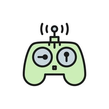 Control panel for drone, remote controller, gamepad flat color line icon. 스톡 일러스트