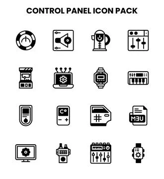 Control Panel DuoTone Bundle Icons Pack Stock Illustration