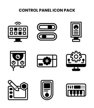 Control Panel DuoTone Set Icons Pack Stock Illustration