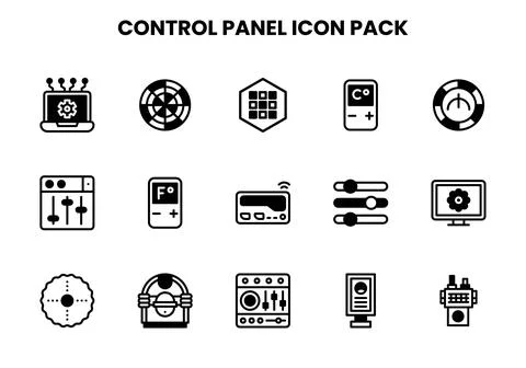 Control Panel DuoTone Vector Icons Pack Stock Illustration