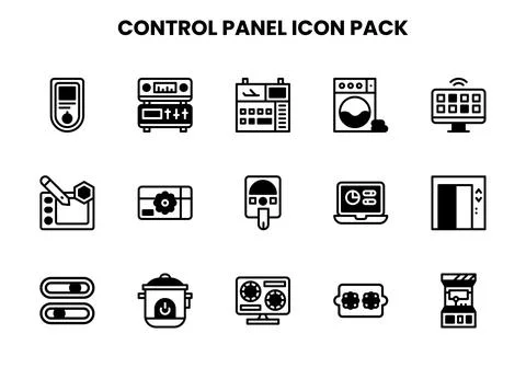 Control Panel DuoTone Vector Icons Pack Stock Illustration