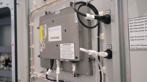 Control panel electric cabinet. Rear view of the screen. Video stock 106370923