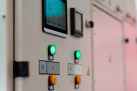 Control panel of electric distribution equipment Stock Photos
