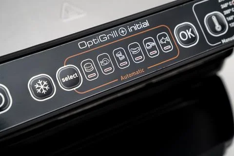 Control panel. electric grill with closed lid. Stock Photos