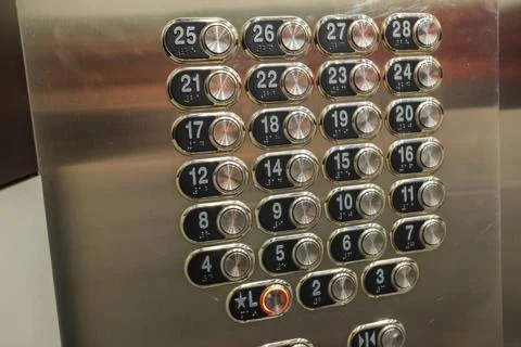 Control panel elevator cabin without button 13th floor in casino. Foto stock