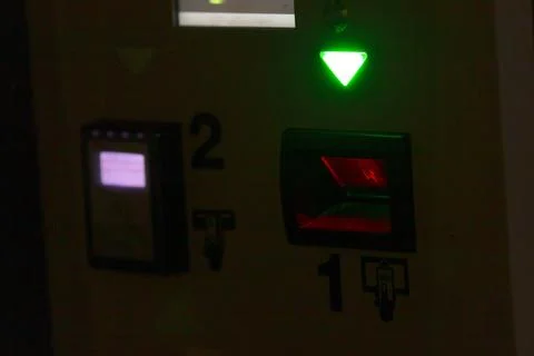 Control panel for elevators featuring buttons, indicators, and more Stock Photos