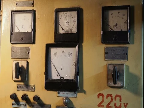 Control panel in the engine room ship Stock Footage 71871970