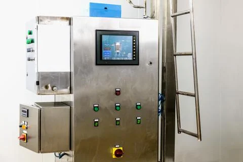 Control panel equipment on pharmaceutical industry Stock Photos