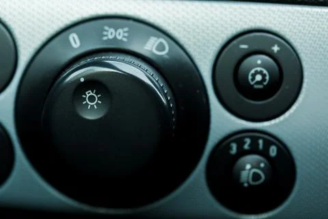 Control panel for external lights in the car. Foto stock