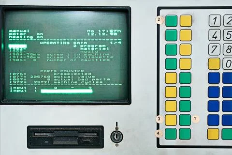 Control panel, factory and machine with closeup, technology and manufacturing Stock Photos