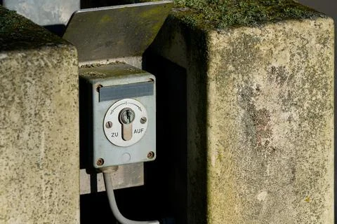 Control panel for fire safety equipment in urban setting Stock Photos