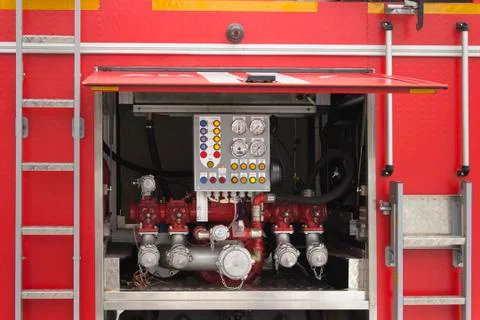 Control panel of the fire truck 스톡 사진